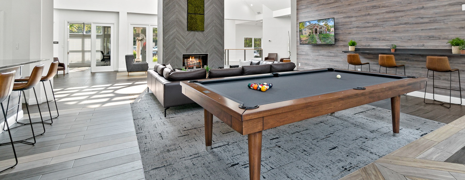 Game room with billiards set